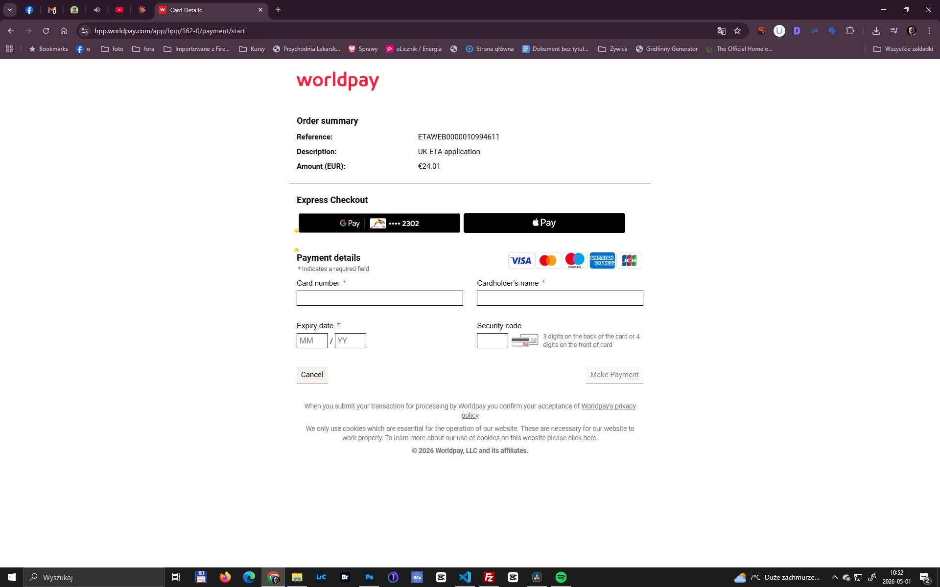 Ile kosztuje ETA UK i jak zapłacić online Koszt ETA do Wielkiej Brytanii – płatność online kartą, Google Pay i Apple Pay