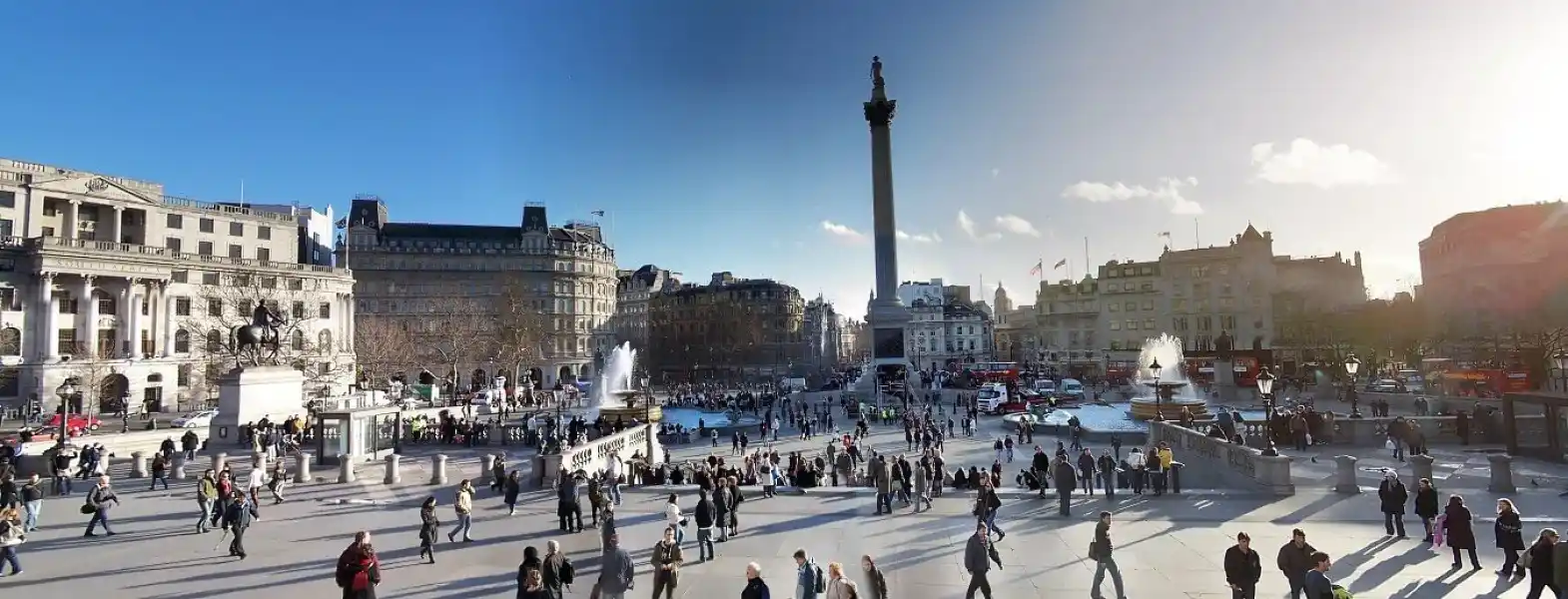 trafalgar square londyn fontanna pigeons