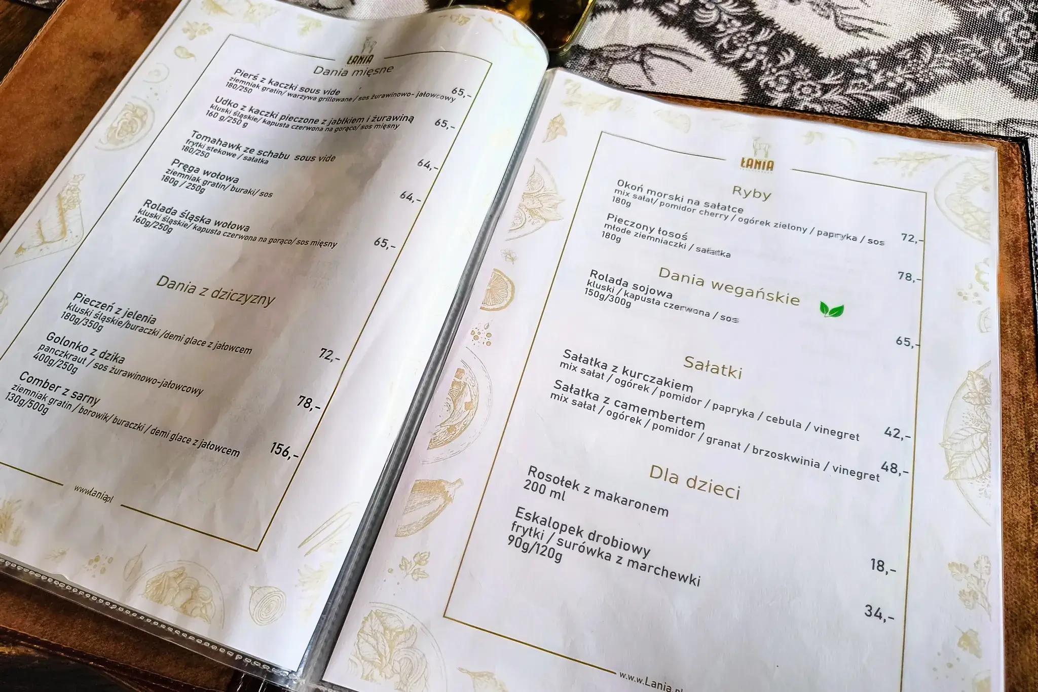 Menu restauracji Nowa łania Menu restauracji Nowa łania